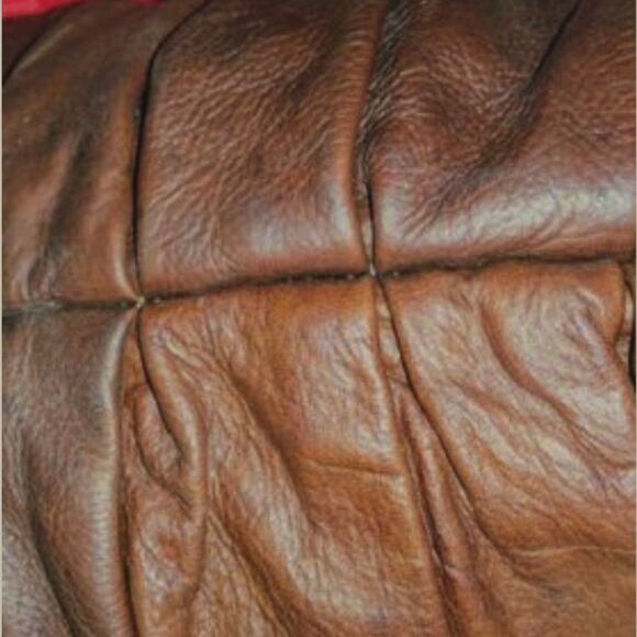 Sabina New York - Large Brown Plated Slouchy Boho Shoulder Leather Bag Coquillle - Picture 10 of 11